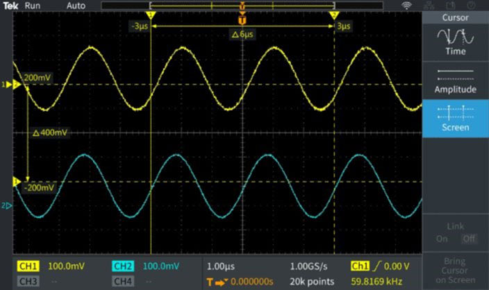 Курсорные измерения в осциллографах Tektronix TBS2000B