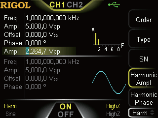 Генераторы Rigol DG1000Z могут генерировать гармоники